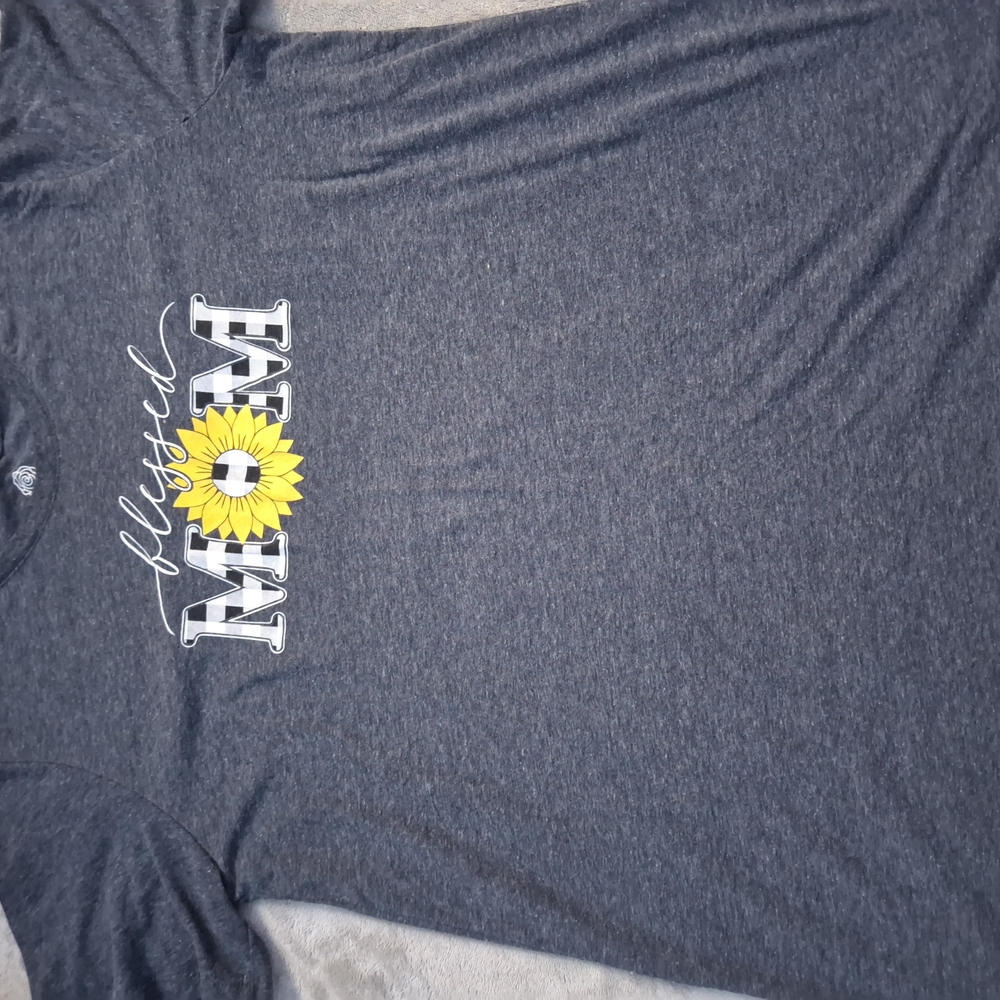 Gray Blessed Mama T-Shirt with Sunflower